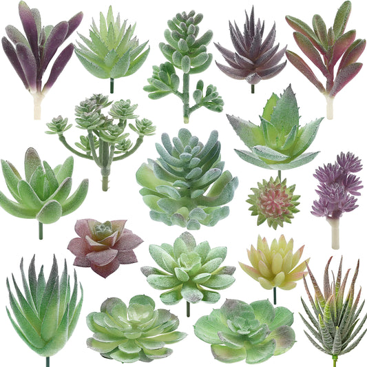 miltonson Artificial Succulent Plants - 18 Pack - Premium Fake Plants - Double Flocked Succulents - Realistic Textured Cactus - Face Succulent Plants - Mini Faux Succulents - Face Plant Decor