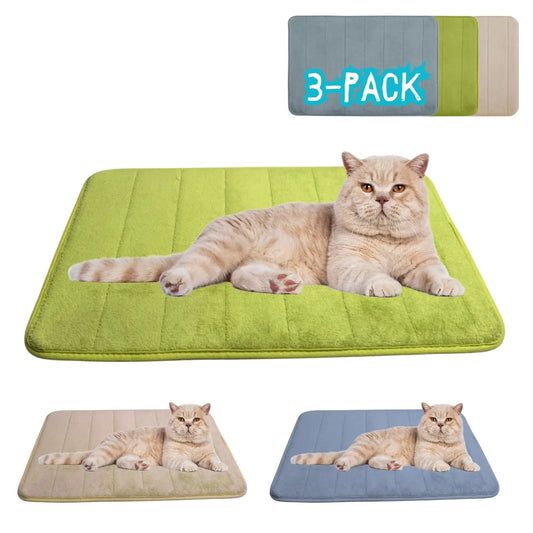 Washable Cat Bed Mat – 3-Pack for Indoor/Outdoor Use Soft and Warm Sleeping Mat for Cats Small Pets Kitty Puppy Rabbit – Cozy Bedding for Pets Up to 20lbs