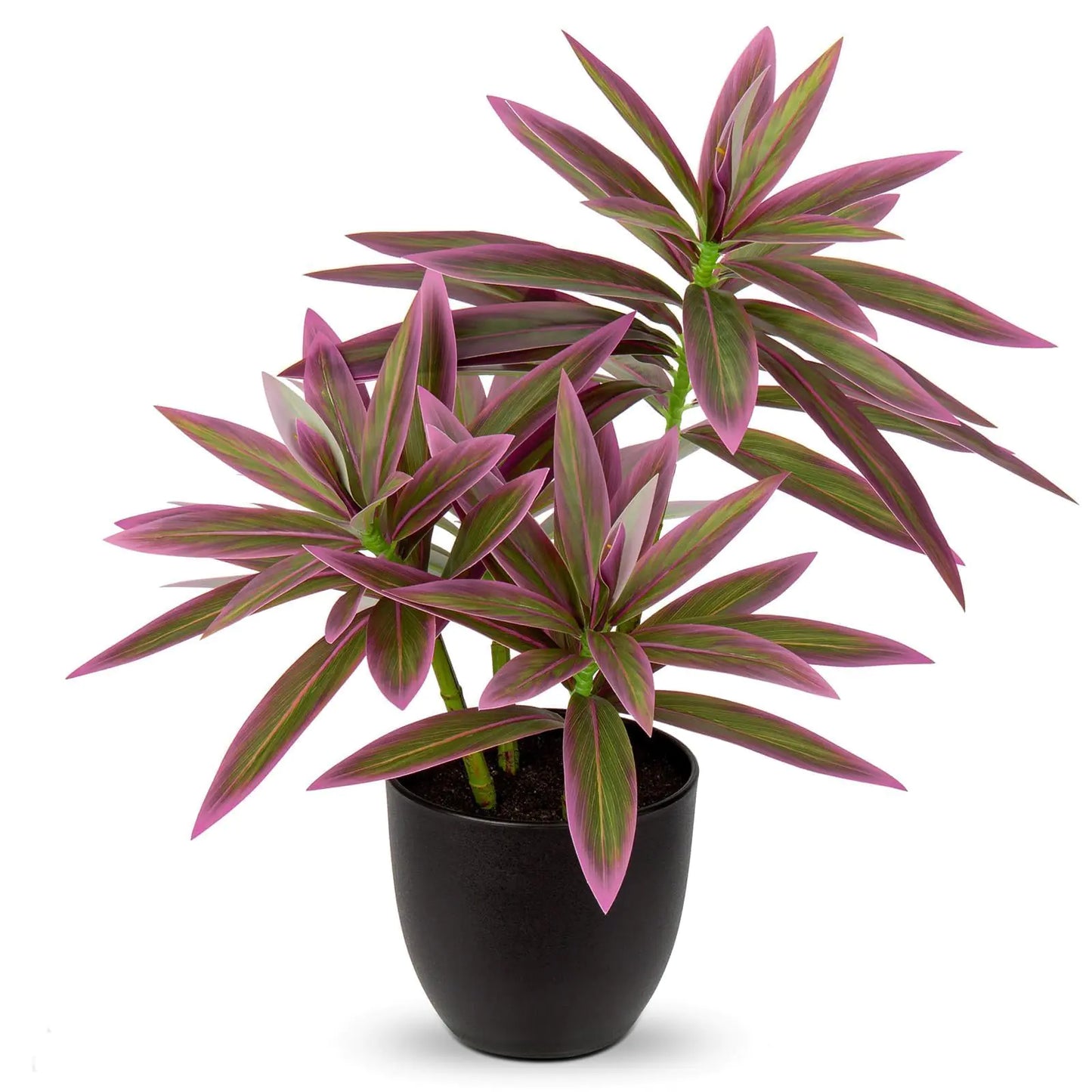 Faux Plants 16.1" Dracaena Artificial Plant Realistic Fake Plants in Pot Small Indoor Plants Fake Potted Plants Artificial Decor for Home Living Room Bathroom Office House Table Desk Shelf Pink