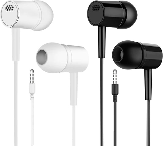 Liekoh Wired Earbuds in-Ear Headphones(2 Packs) Earphones with Microphone 3.5mm Jack Corded Earphone Plug in Ear Buds Videoconference Calls Compatible for Android - Black + White