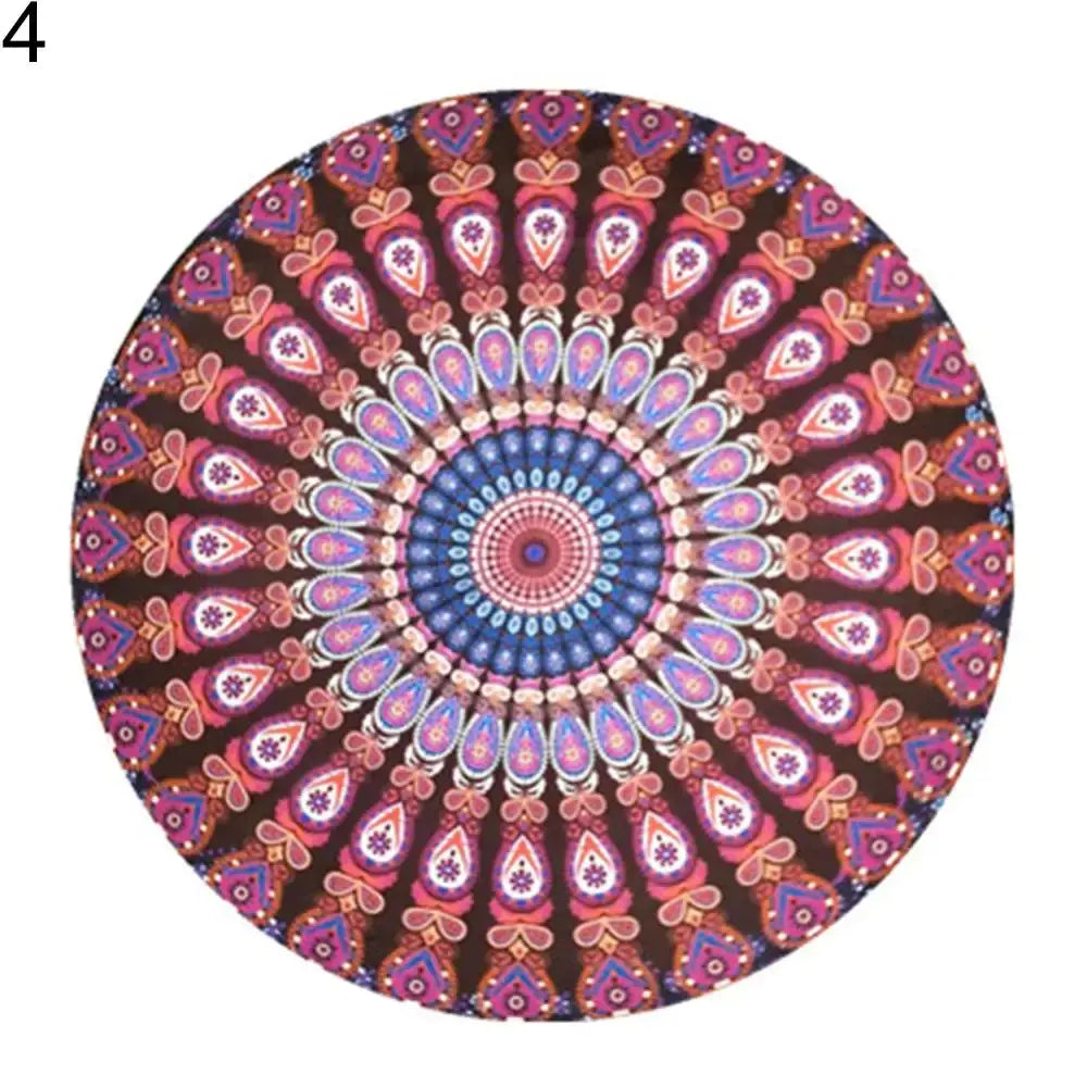 Mandala Elephant Round Tapestry