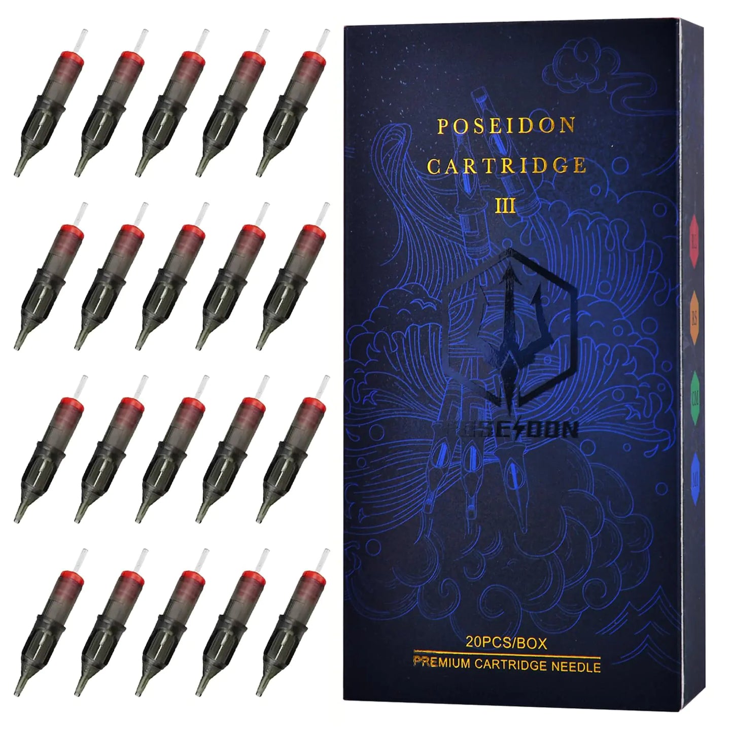 POSEIDON 20Pcs/box Tattoo Cartridge Needles0.35MM Disposable Tattoo Needles #12 Standard Round Liner for Tattoo MachineTattoo Supplies Tattoo Accesories Supply for Tattoo Pen(1005RL)