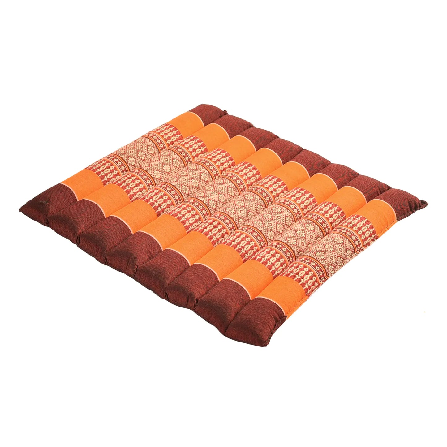 Zafuko Large Rollable Cushion - Burgundy/Orange - Organic Kapok Filling use Rolled or Flat for Yoga and Meditation Lightweight Great car or seat Cushion