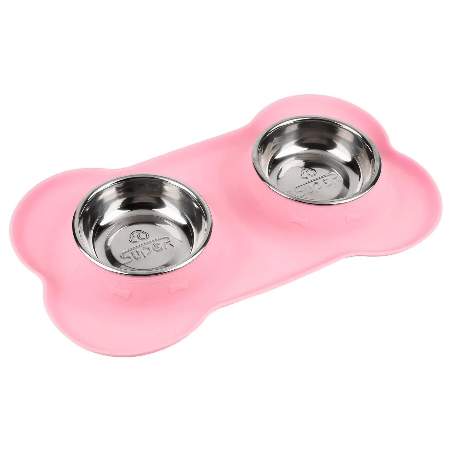 SUPERDESIGN Dog Bowls 2 Stainless Steel Puppies Bowl with No Spill Non-Skid Silicone Mat Pet Water and Food Feeder Bowls for Feeding Small Medium Large Dogs Cats Medium LPK