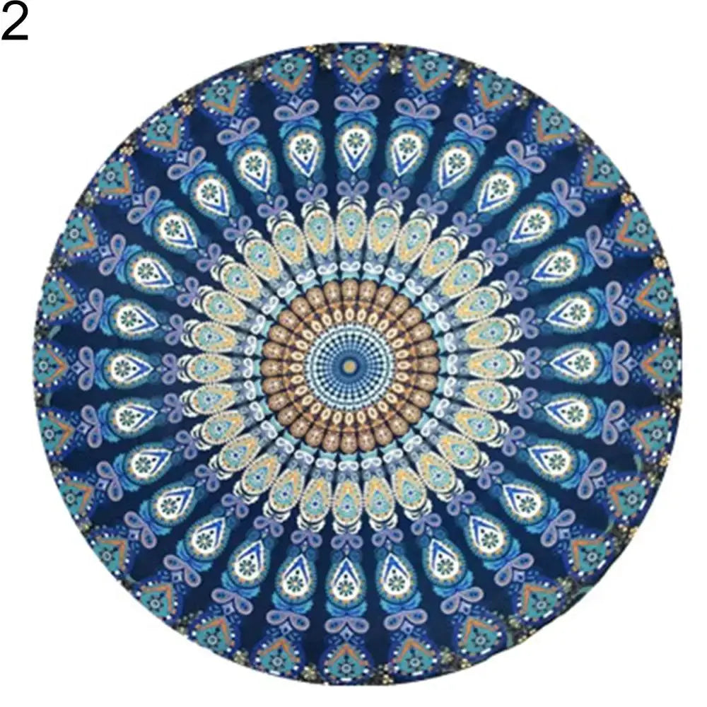 Mandala Elephant Round Tapestry