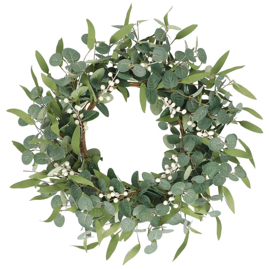 CEWOR Eucalyptus Wreath for Front Door 20in Fall Wreath for Farmhouse Front Porch Home Decor