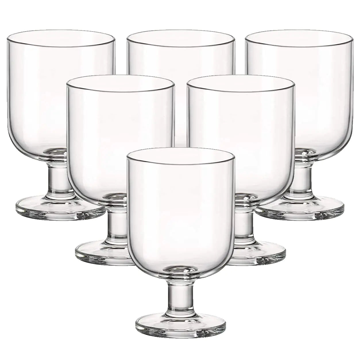 Bormioli Rocco Hosteria Set Of 6 Stackable Wine Glasses 5.5 Oz. Goblet Clear Tempered Glass Made In Italy.