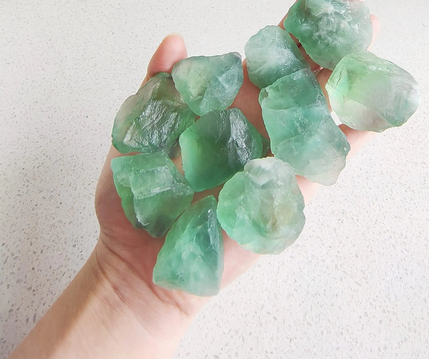 Luckeeper 1 lb Rough Crystals Bulk Raw Green Fluorite Healing Stones for Tumbling Wire Wrapping Wicca ReikiMeditation and Home Decor