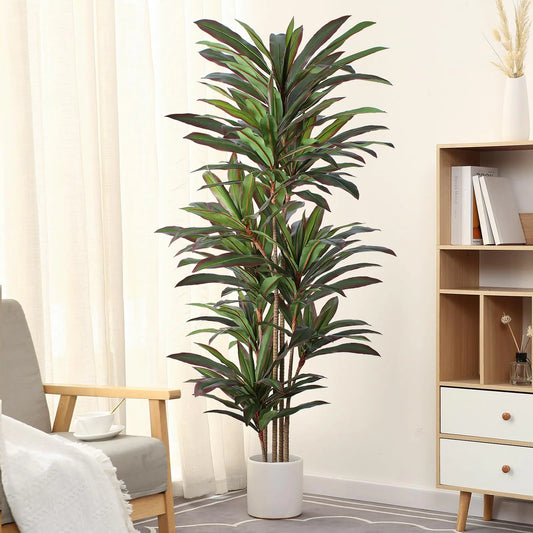 FLOWORLD Dracaena Artificial Plant 6ft Red Yucca Silk Tree Faux Plants Indoor Tall Fake House Floor Plants Realistic Artificial Trees for Home Office Decor Indoor Outdoor Housewarming Gift