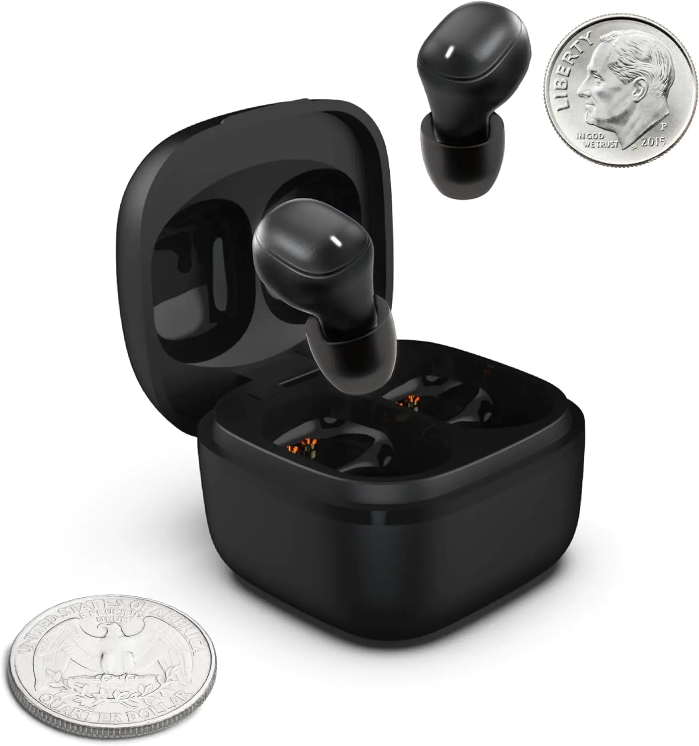 Coby Mini True Wireless Earbuds Lightweight in-Ear Headphones Case | Smallest Wireless Ear Buds Built-in Mic | Mini Earbuds Wireless Bluetooth Headphones 12-HR Play (Black)