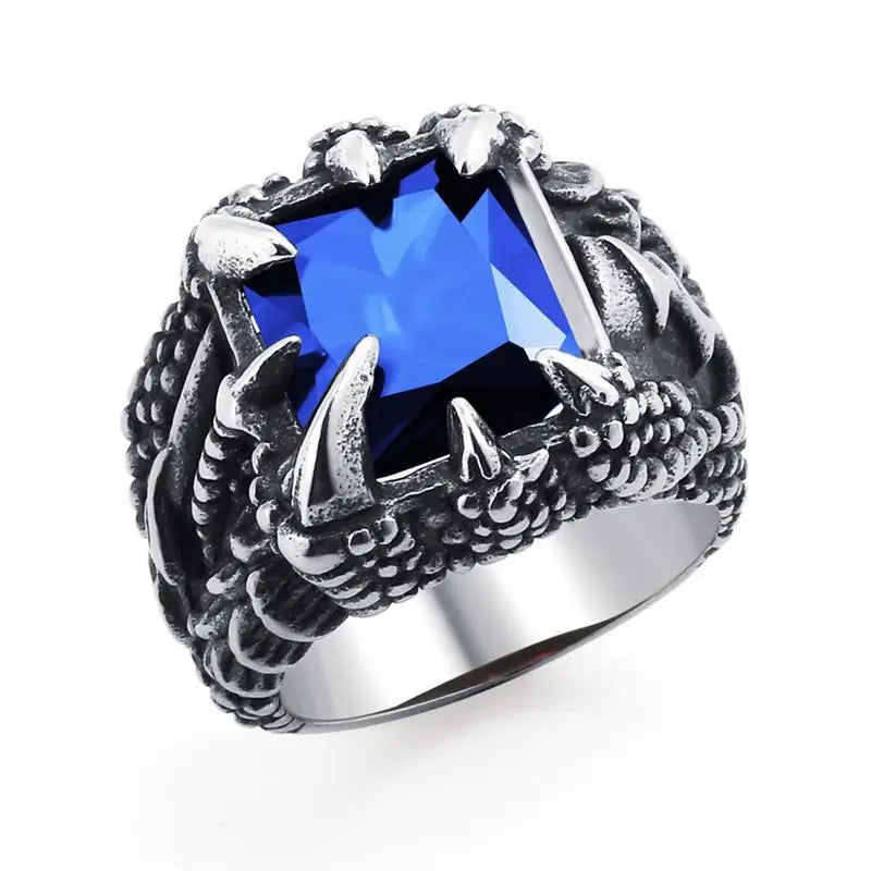 Jiayiqi Men's Hiphop Stainless Steel Stone Ring - Rock Fashion Jewelry