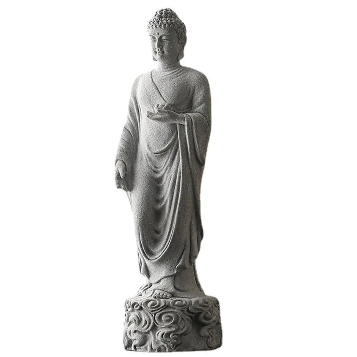 livelyfish Japanese Buddha Statue Sandstone Asian Aquarium Decorations Handmade Zen Buda Sculpture for Garden Fish Tank Aquarium Decor