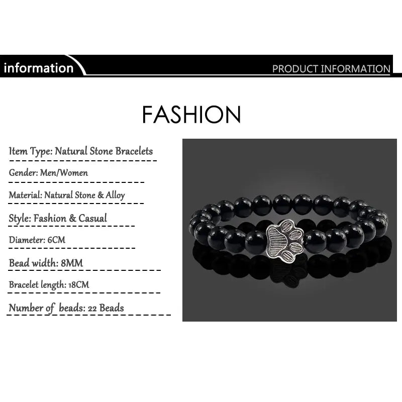 Bracelet with Black Lava Stone Charms