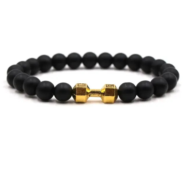 Black Volcanic Lava Stone Dumbbell Bracelet