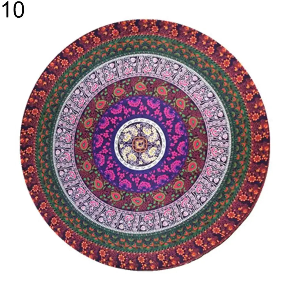 Mandala Elephant Round Tapestry