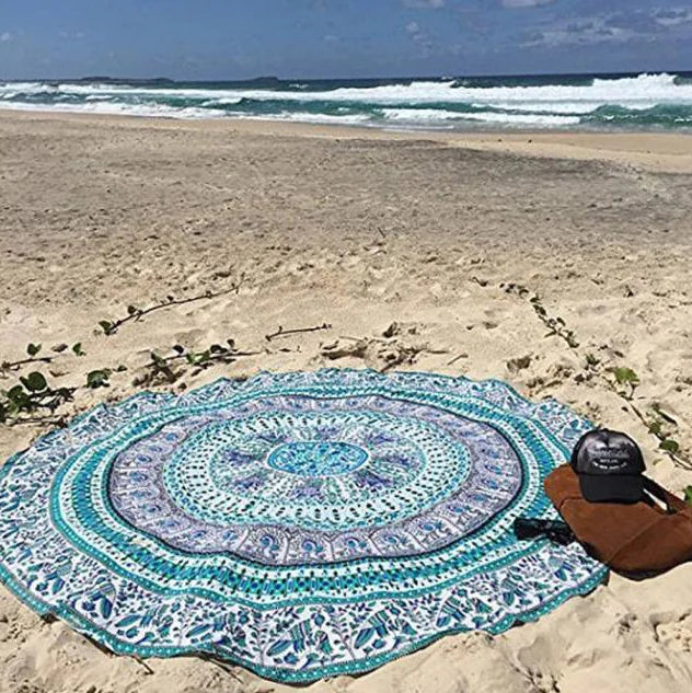 Mandala Elephant Round Tapestry