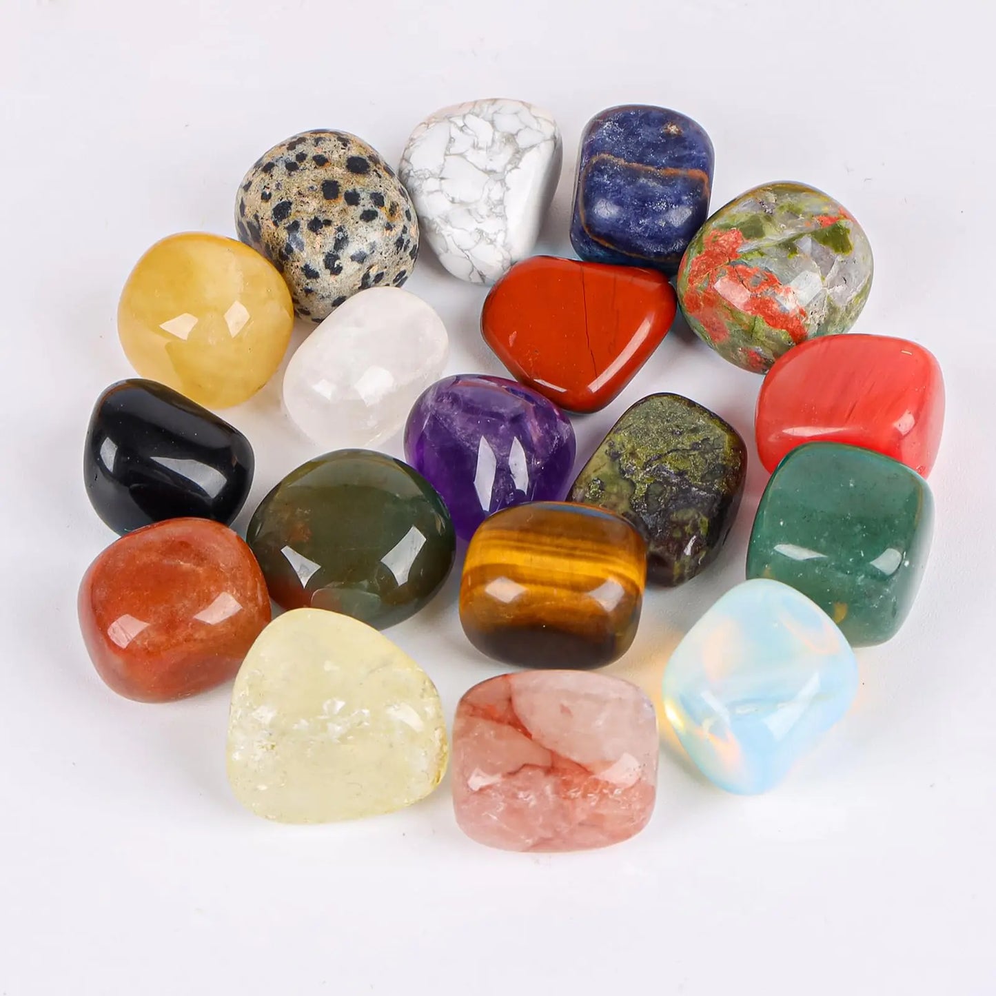 19pcs Polished Stone Set Tumbled StonesNatural Polished Stone for MeditationEnergy Crystal HealingReiki GiftChakra Stones and Home Decor(0.6-0.8")