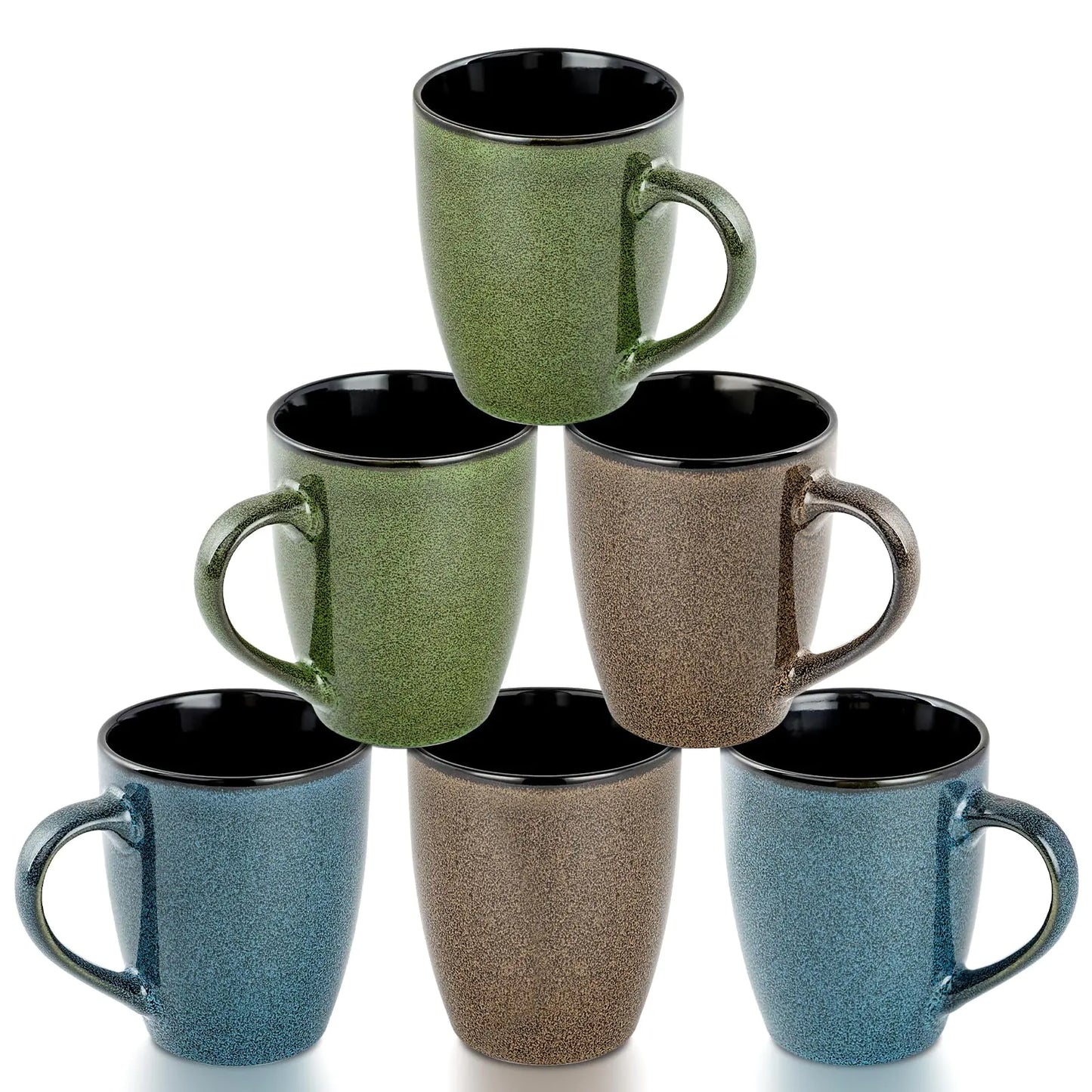 Ceramic Mugs 12ozSet of 6Large Ceramic Coffee Mugs for Men Women Dad Mom Ceramic coffee cupsModern Coffee Mugs With Handle For TeaLatteCappuccinoCocoa. (6 Pack)