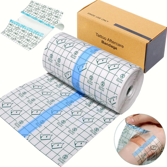 Tattoo Aftercare Waterproof Bandages 6" x11 Yard - Lyuxzad Waterproof Transparent Film Tattoo Cover Up Tape Tattoo Waterproof Bandage Transparent Adhesive Bandages Tattoo Wrap Tape Tattoo Supplies