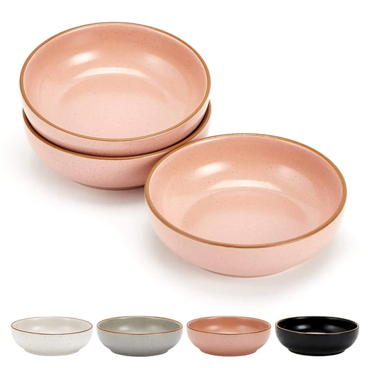 Ceramic Cat Bowls Howise Pet Bowl Cat Dishes for Food and Water 5.19 in Cat Food Bowl 3 Pack Pet Dishes for Cats Puppy Matte Pink Finish