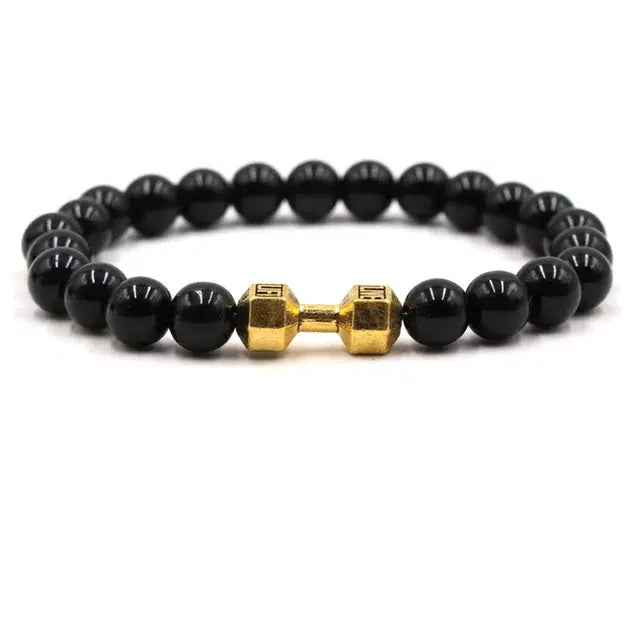 Black Volcanic Lava Stone Dumbbell Bracelet