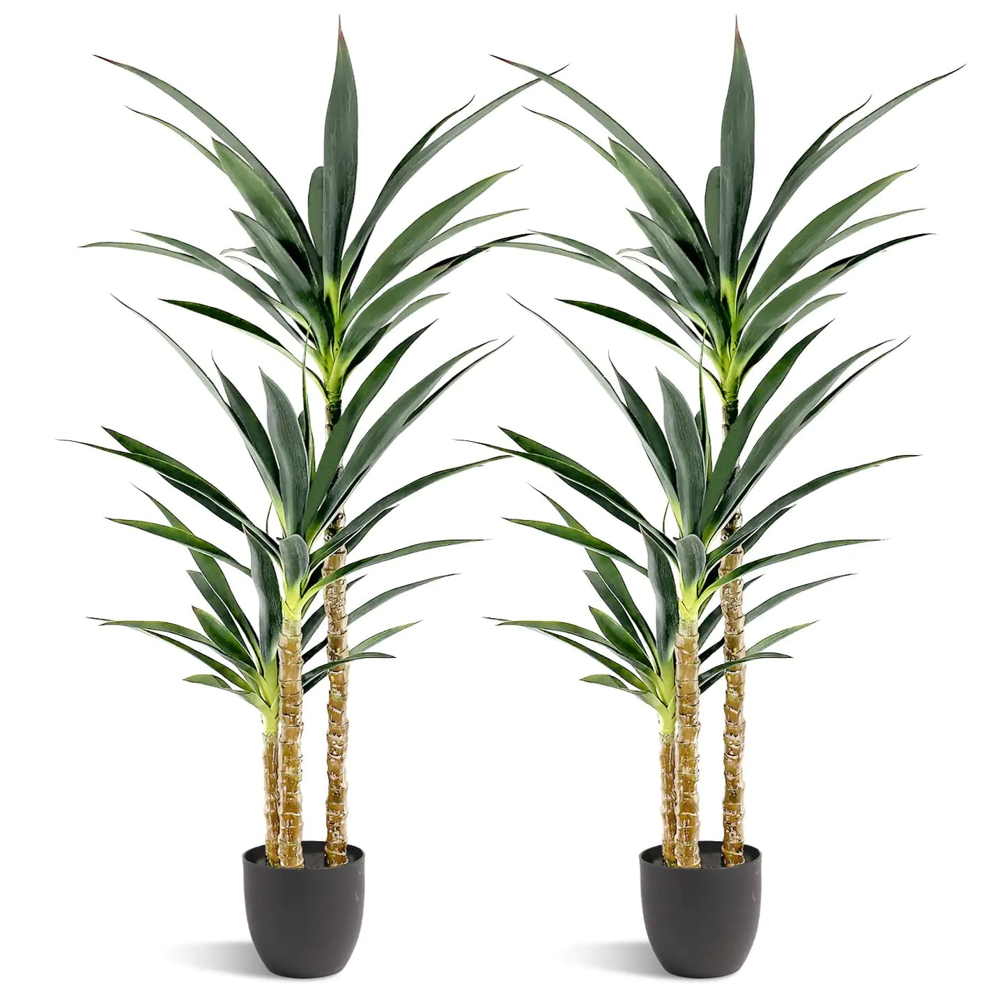 Waoops Artificial Tree 4.7Ft Faux Agave Plant with 3 Heads in Plastic Pot Fake Tree for Home Decor Indoor or Outdoor Office Decoration Housewarming Gift (4.7 Feet-2 Pack)