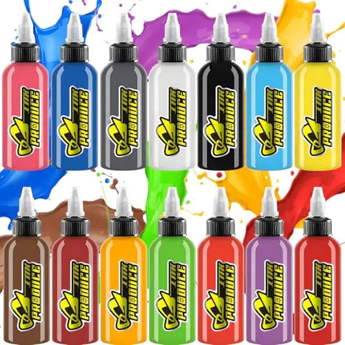 BaodeLi Professional Tattoo Ink Color Set 14 Colors with 30 ml 1/2oz per Bottle Tattoo Ink Set for Tattoo Artist and Beginners Tattoo Supplies Tattoo Ink Set