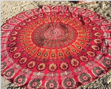 Mandala Elephant Round Tapestry