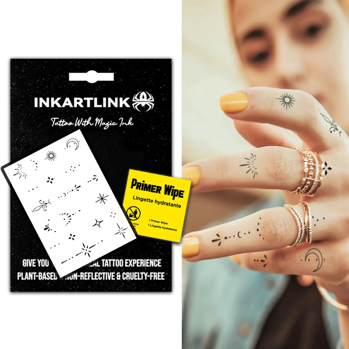 INKARTLINK 15 days tattoo henna finger tattoo exquisite packaging unique design temporary tattoo sticker waterproof cruelty-free non-reflective(Finger Tattoo Series 2)