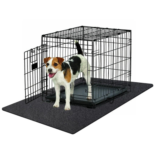 Dog Crate Pad - Non-Slip Waterproof Absorbent Dog Playpen Mat - Dog Crate Pad Liner Protect Floors - Soft and Reusable -Dog Crate Mat Ideal for Puppies and Senior Dogs (Black 29" x 48")