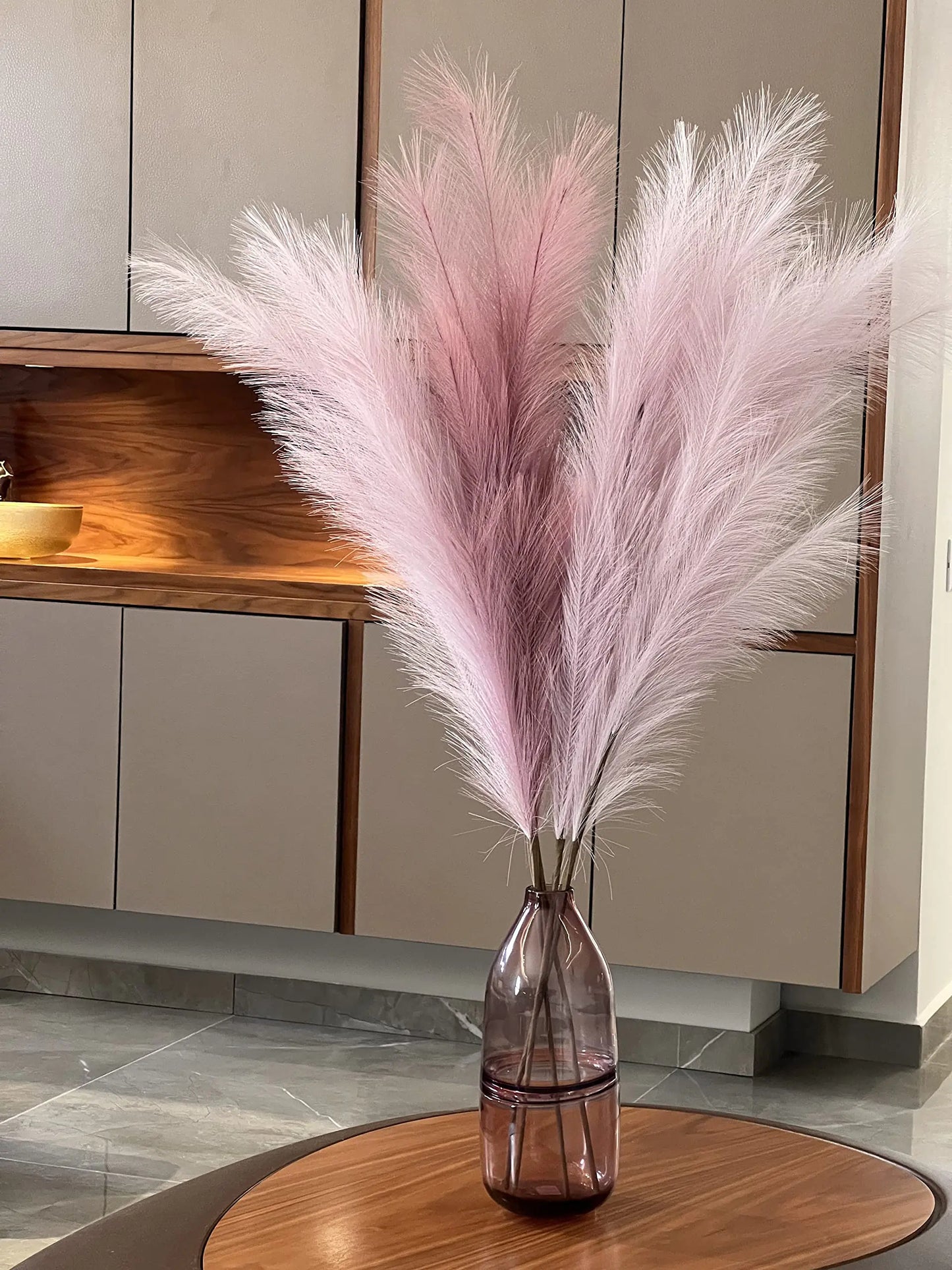 Chousse 43" / 3.6 ft Pampas Grass Tall 4 Pcs - Faux Pampas Grass Bulk Artificial Large Pampas Grass Decor for Floor Vase Room Decor Home Decor Boho Decor (Pink & Mauve)