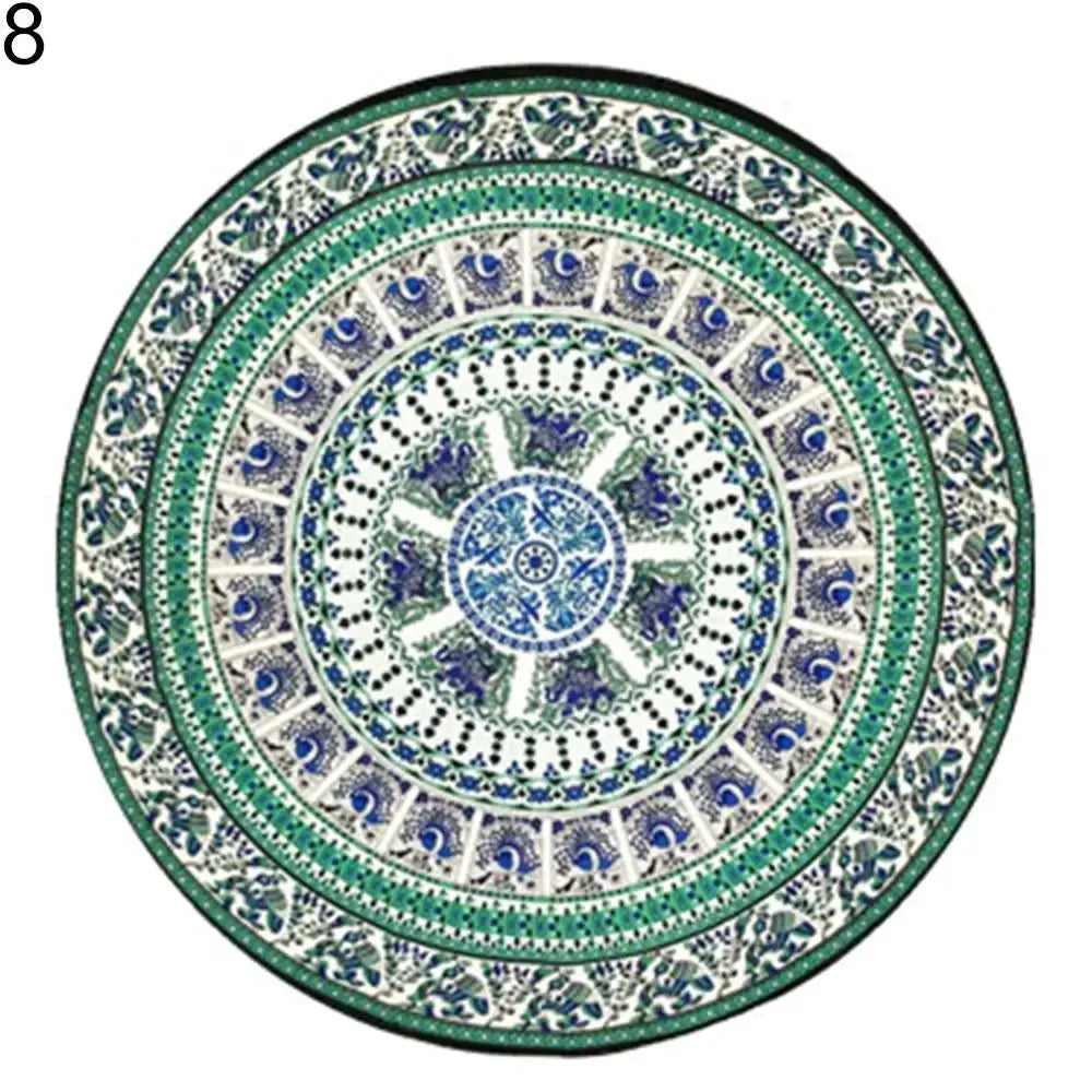 Mandala Elephant Round Tapestry