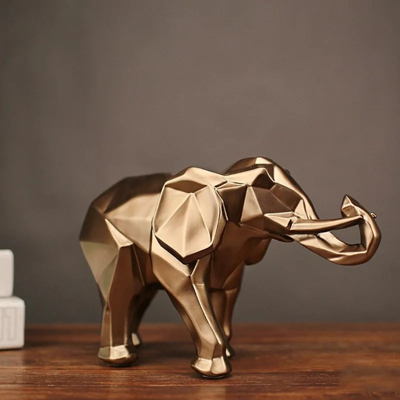 Abstract Gold Elephant Statue Resin  Accessories