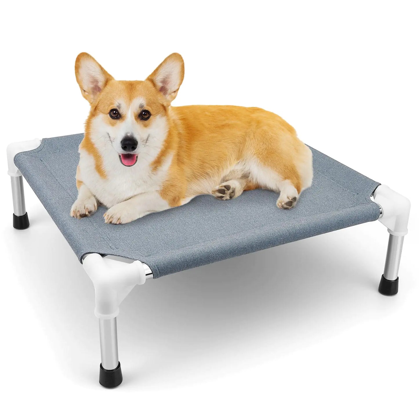 Elevated Dog Bed Dog Beds for Small Dogs Outdoor Cooling Dog Bed Cot for Small Pets Indoor Detachable Raised Dog Bed with Non-Slip Feet Double Layer Polyester Cotton