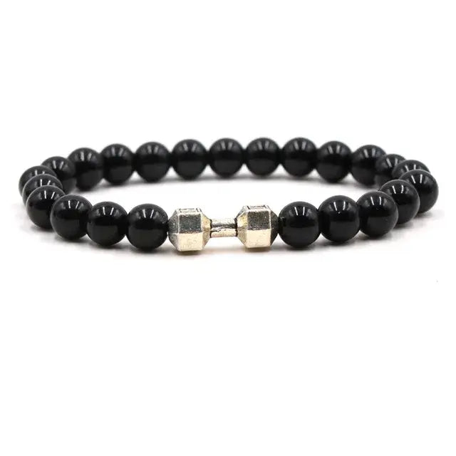 Black Volcanic Lava Stone Dumbbell Bracelet