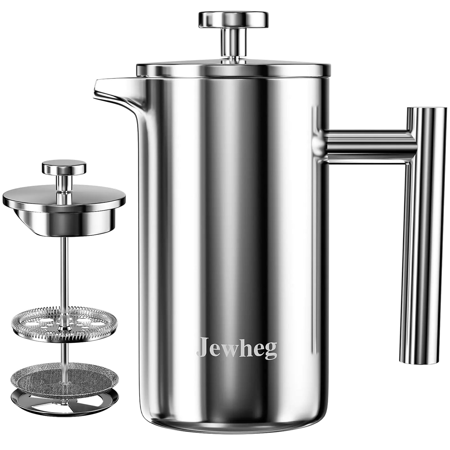 Jewheg Small French Press Coffee Maker 12OZ/350ML Stainless Steel Insulated Coffee Press ，Double Wall Insulated French Press，Easy Press Strong Quality Metal Coffee Press