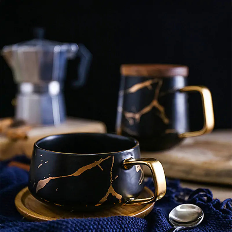 Coffee Mugs Marble Gold Inlay