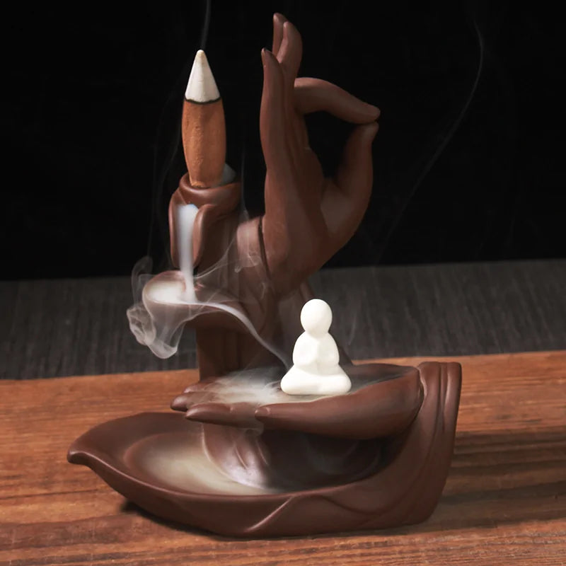 10 Pieces Cones + LED Crystal Ball Zen Incense Burner