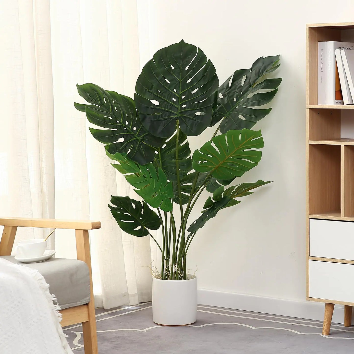 FLOWORLD Artificial Monstera Plant 4FT Tall Fake Swiss Cheese Potted Faux Tropical Floor Plants Indoor Decorative House Palm Trees for Home Office Living Room Decor