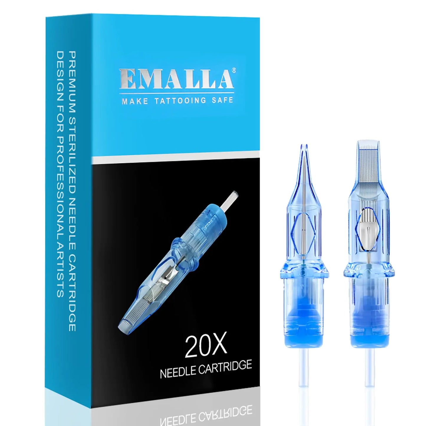 Emalla ELIOT Tattoo Cartridge Needles 20Pcs Tattoo Needles #12 Standard Round Liner Tattoo Cartridges 1203RLL Tattoo Needles Diameter 0.35mm Long Taper 5.0mm Cartridges for Machine Tattoo Supplies