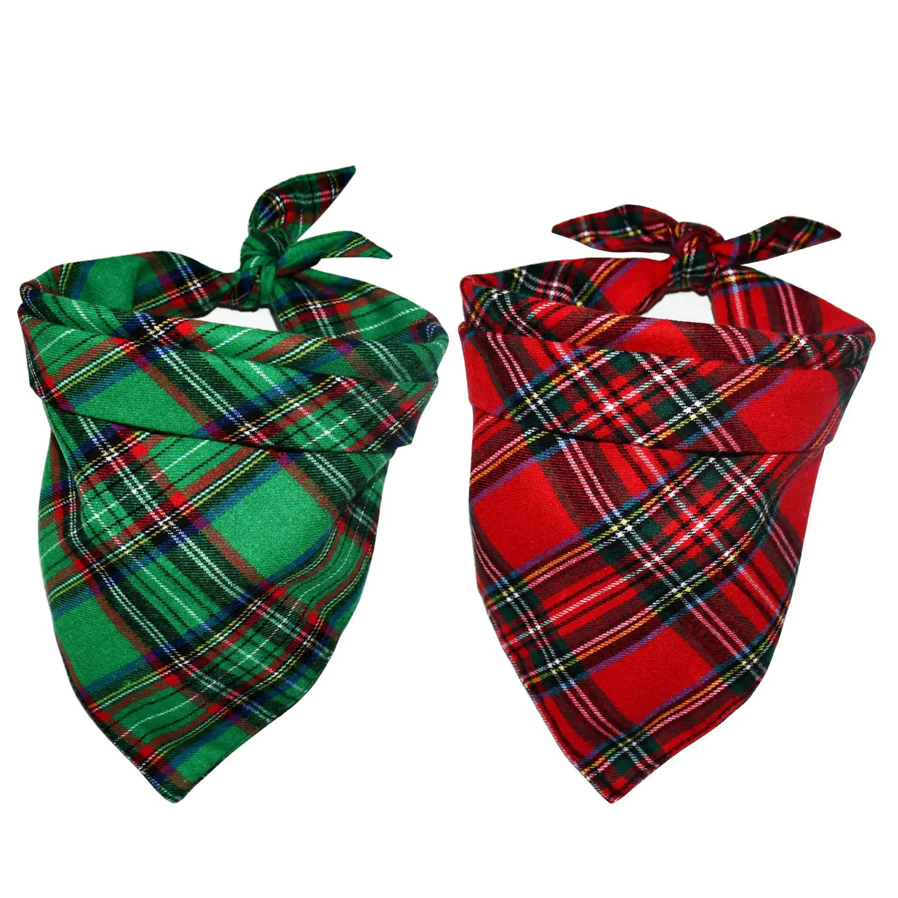 Malier 2 Pack Dog Bandana Christmas Classic Plaid Pets Scarf Triangle Bibs Kerchief Set Pet Costume Accessories Decoration for Small Medium Large Dogs Cats Pets (Green + Red Large)