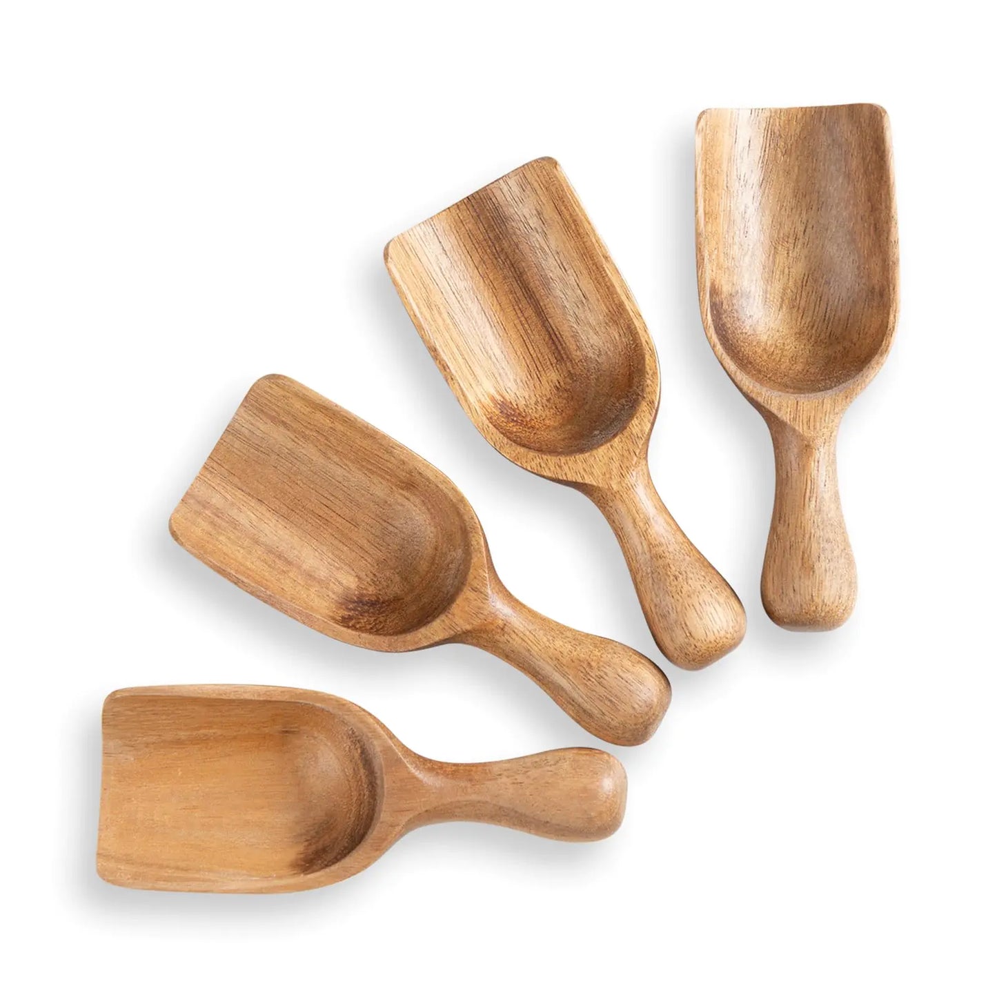 Wooden Coffee Scoop 4 Pcs Mini Coffee Spoons for Ground Coffee Tea Sugar Wooden Scoops for Jars Canisters Bath Salts Laundry Detergent (Acacia Wood)