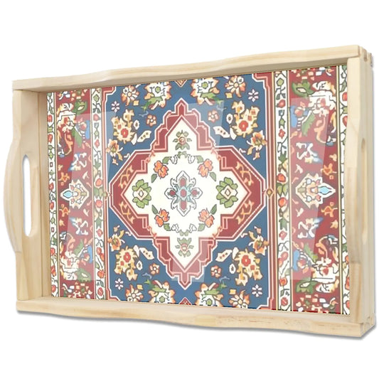 EWJRNSF Wooden Assembled Trays with Handles Need to Assemble Crafts Desk Decorative Serving Tray Rectangular Farmhouse Kitchen Decor and Home Decor 10x14 Inches. Mandala