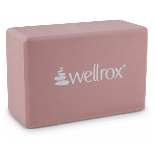 Wellrox Foam Yoga Block- Premium EVA Yoga Brick for Hot Yoga Pilates Stretching Meditation- Lightweight & Supportive (Rose Gold 4" x 6" x 9")