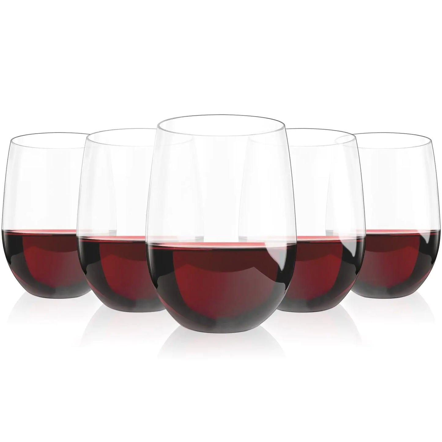 Lamosi 24 Pack Plastic Wine Glasses Disposable 16 oz Stemless Wine Glasses for Party Christmas Unbreakable Reusable Crystal Clear Wine Glasses Shatterproof and BPA-Free