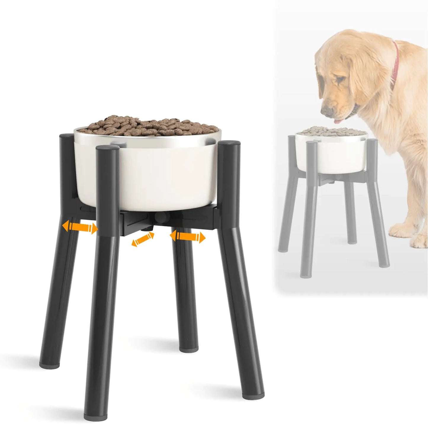 SHAINFUN Adjustable Raised Dog Bowl Stand Elevated Food and Water Stand Fits 7-10.6" Bowls for Improved Feeding Comfort Use to Elevate Pet Food Bowls and Raise Water Feeders 11-inch Tall