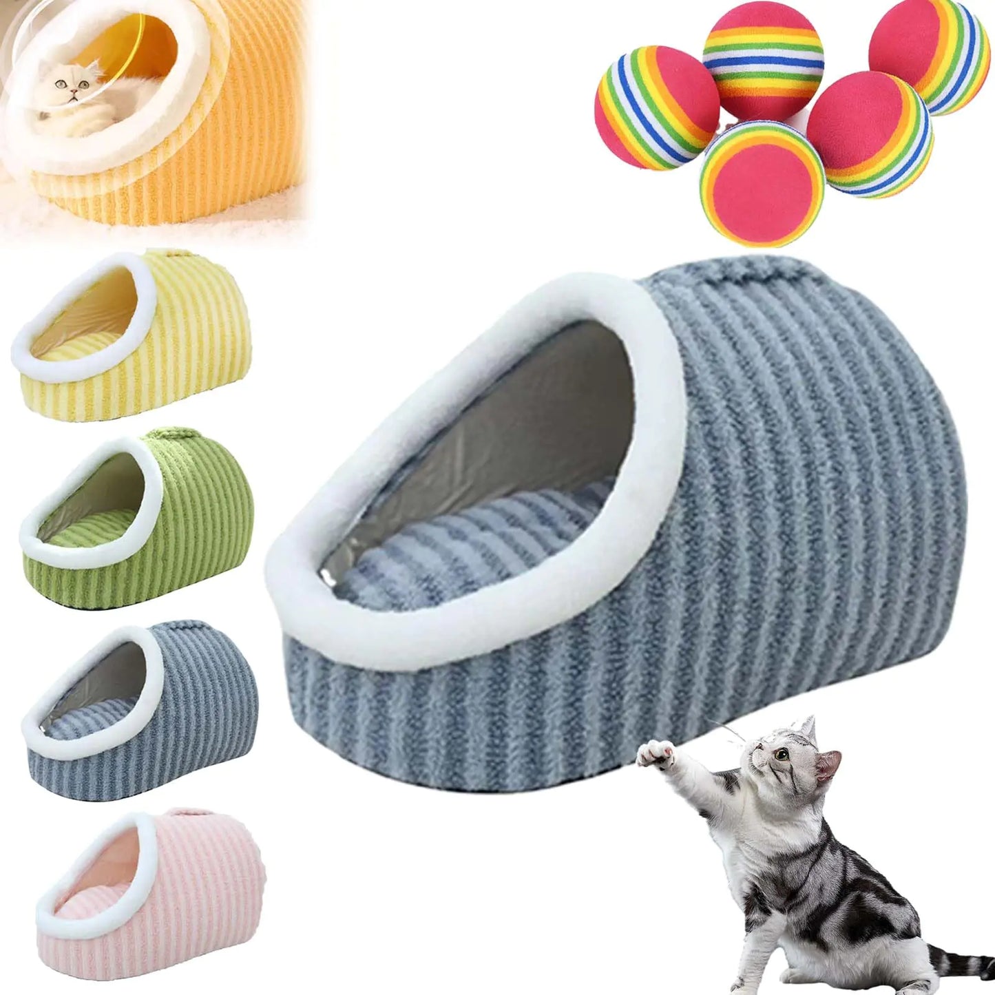 Zentric Cozy Hideaway Pet Bed Zentric Dog Bed Zentric Cat Bed Cozy Cave Dog Bed Cozy Pet Hideaway Bed for Dogs Dog Bed with Cover Cave Warm Slipper (BlueSmall)