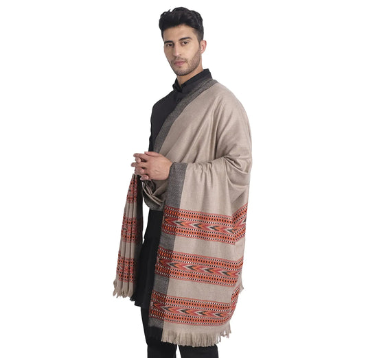 Zamour Oversized Indian Prayer Shawl Wrap Blanket Men in Meditation Yoga Original Himalayan (Grey)