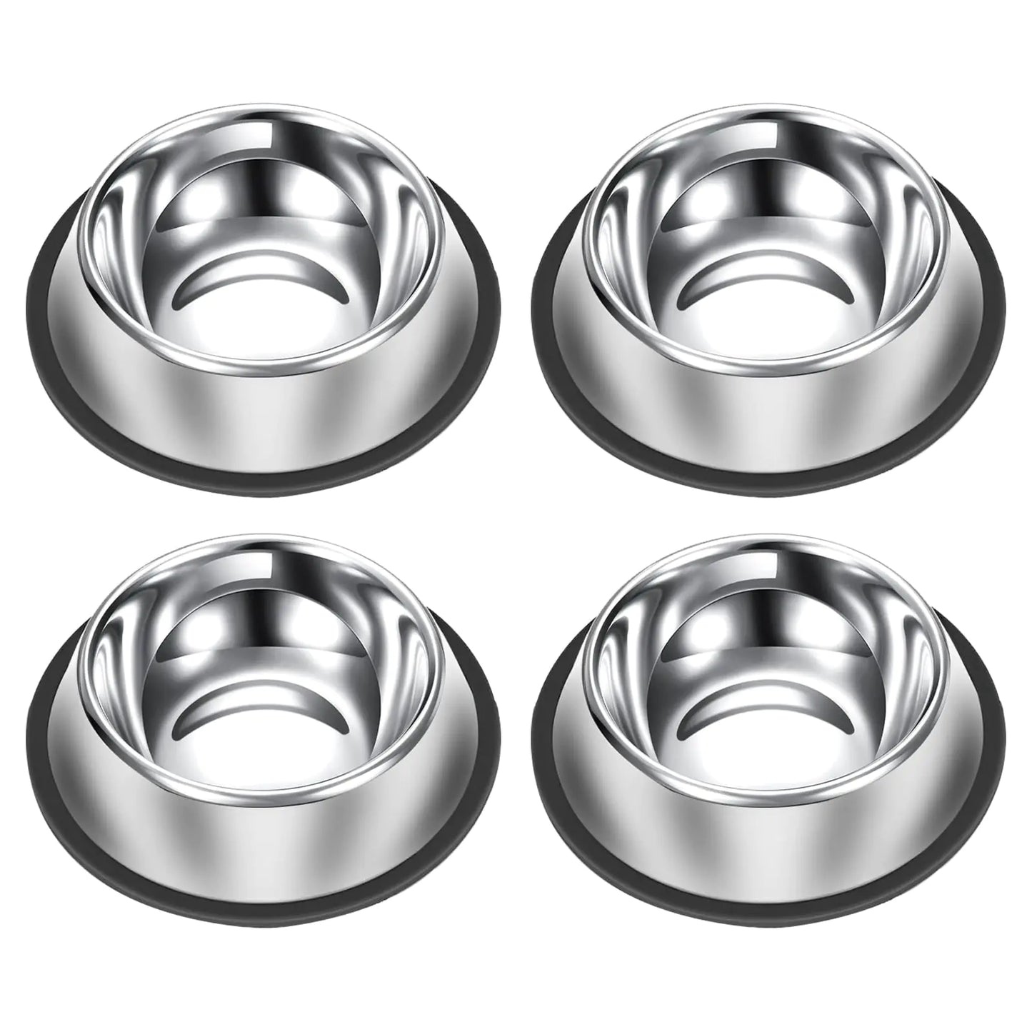 4 Pcs 12oz Stainless Steel Dog Bowls Stackable Pet Puppy Dishes Anti Slip Dog Food Bowls for Small Medium and Large Dogs (Natural 1.5 Cup/12 oz)