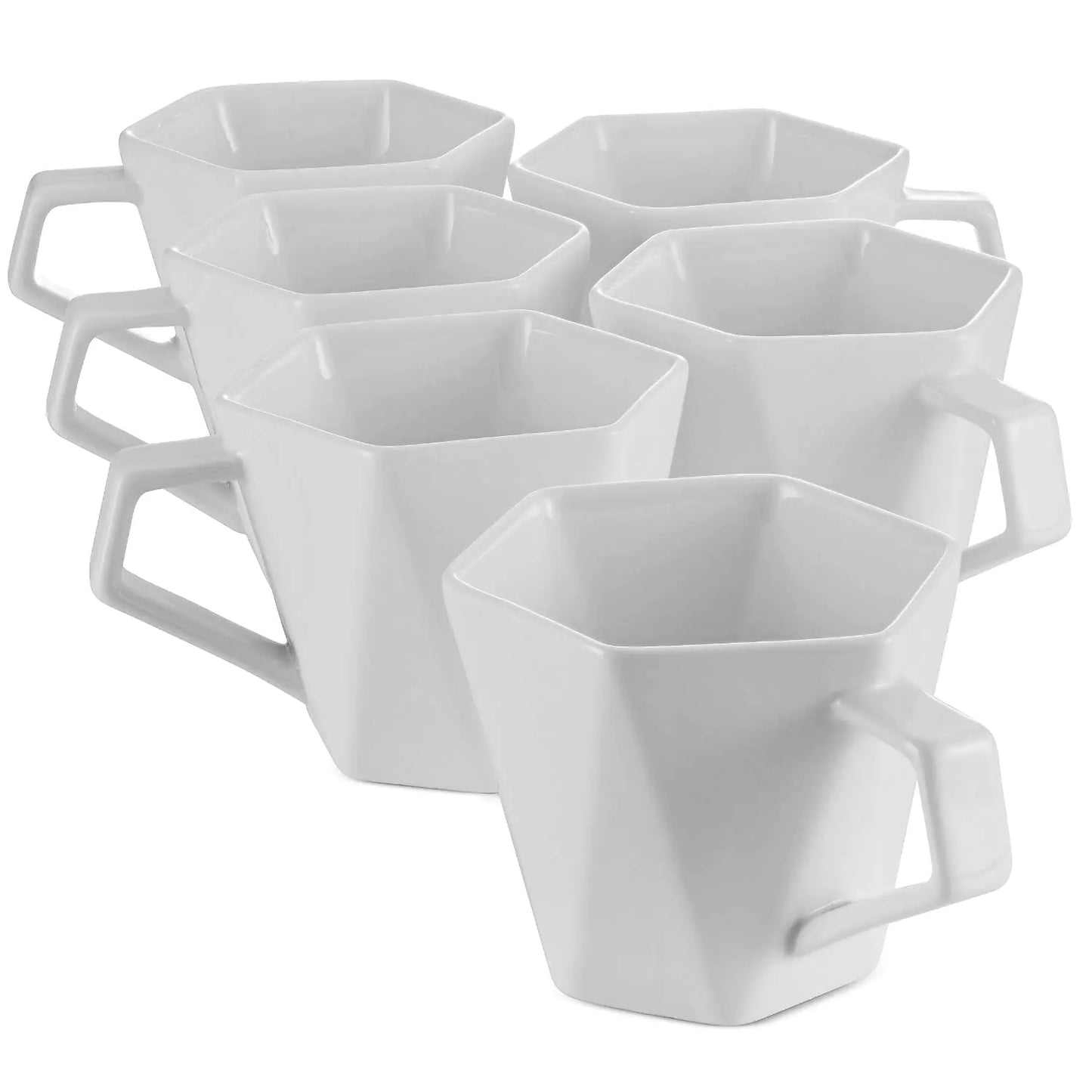 MITBAK 6-Pack Ceramic Coffee Mug Set (14-Ounce) White Coffee Mugs Suitable For Coffee Tea Cappuccino And More| Large Mug Set with Handles| Dishwasher Oven Microwave Safe